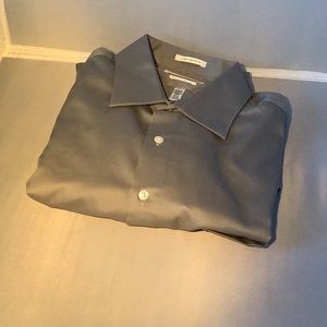 Men’s Vann Heusen regular fit long sleeve dress in Lux Sateen  Charcoal gray